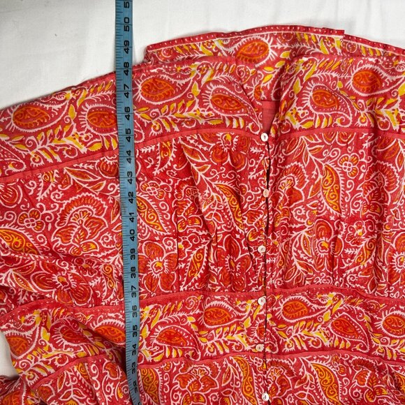 Cleobella Violet Midi Dress Blossom Floral Block Print Orange Peach Pink Medium - Picture 9 of 11